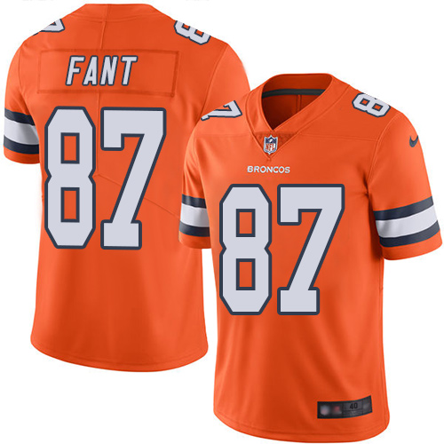Men Denver Broncos #87 Noah Fant Limited Orange Rush Vapor Untouchable Football NFL Jersey->denver broncos->NFL Jersey